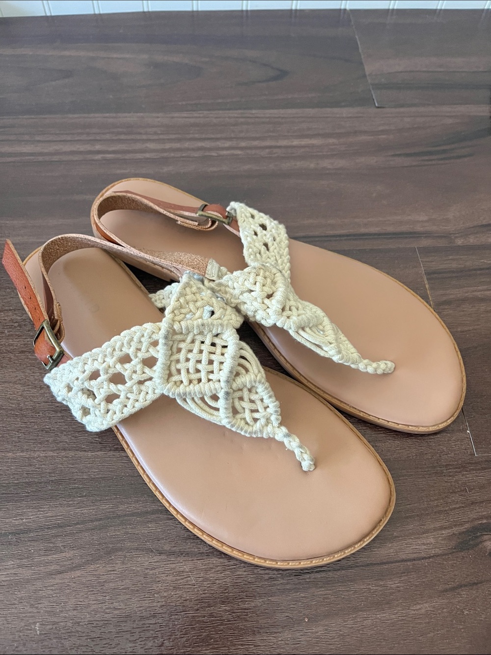 torrid Cream Macramé Thong Sandals with Tan Footbed